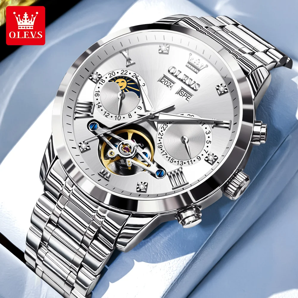 ساعات OLEVS الفاخرة لرجال الأعمال، تقويم حركة دولا...