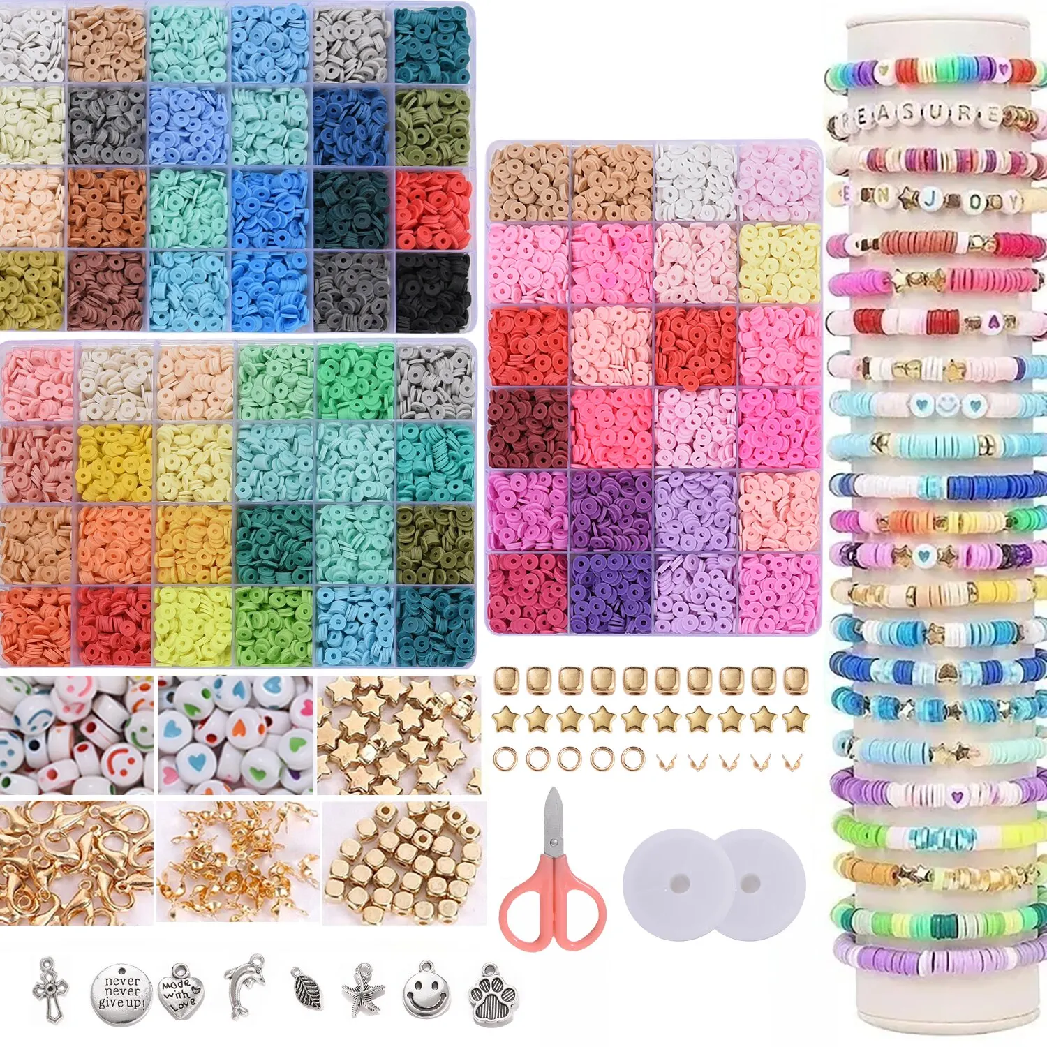 6MM-Polymer-Clay-Beads-Set-24-Rainbow-Color-Flat-Chip-Beads-For-Boho