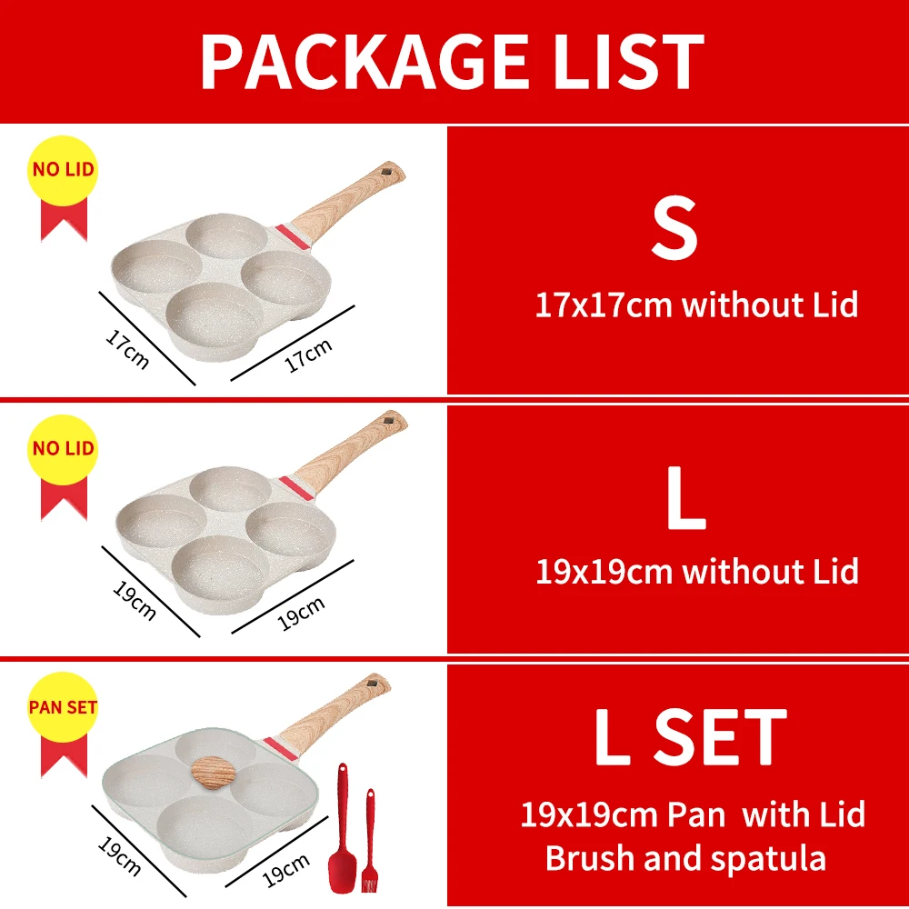 Thickened Omelet Egg Frying Pan with Lid Nonstick 4 Cups Pancake Fried Egg  Pan for Breakfast Skillet Egg Cooker Pan Mold