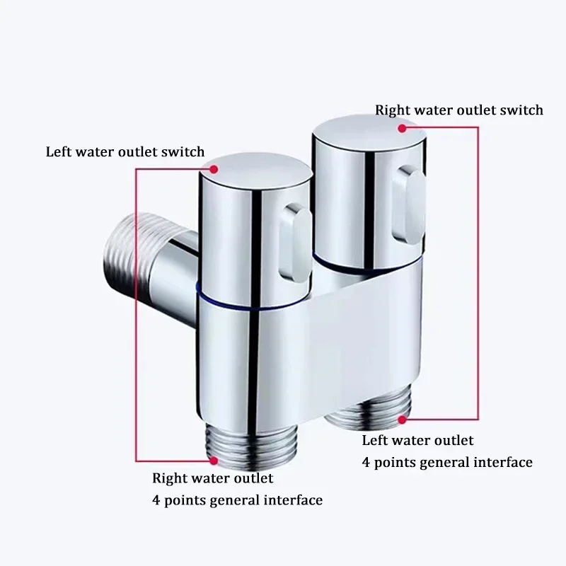 Angle Valve Zinc Alloy Three-way Filling Angle Valve Wall Mount One Into Two Out Water Cleaning Sprayer for Bathroom Toilet Accessories
