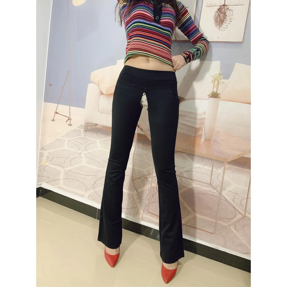 Plus Size Open Crotch Outdoor Sex Super Thick Cashmere Leggings Tights Women Fleece Lined Trousers Velvet Female Pants Butt Lift