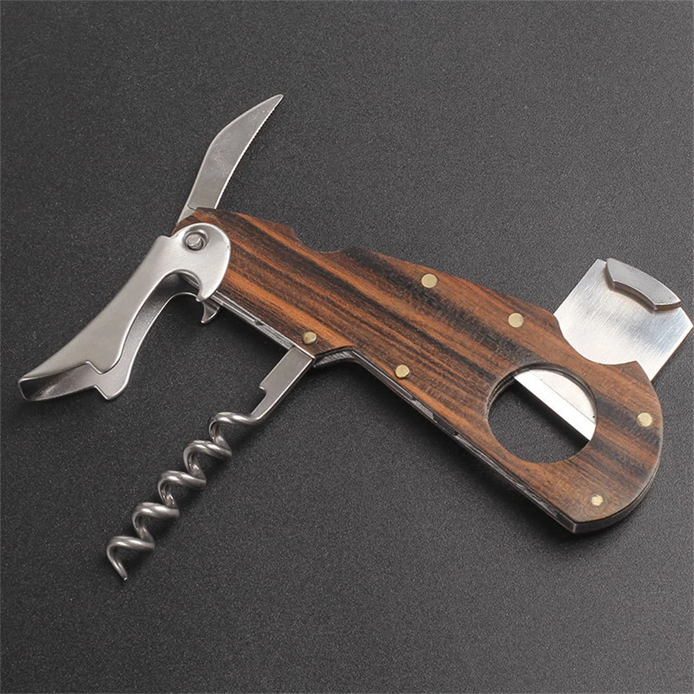 

4 in 1 Multifunction Cigar Cutter Stainless Steel Blade Guillotine for Cigar Cigar Scissors and Corkscrew Outdoor Travel Tools