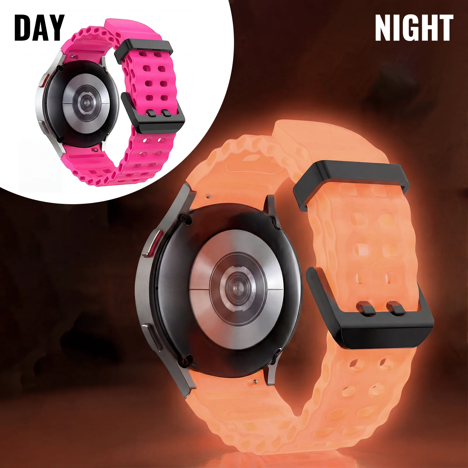 Ocean Element Luminous Silicone Sports Watch Band - Unisex Replacement Wristband