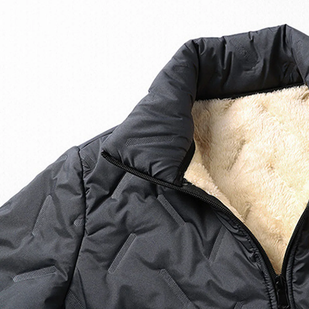 2023 Autumn Men Lambswool Warm Thicken Windbreaker Waterproof Casual Winter Down Coat Loose Grey Parkas Jacket With Zipper Men