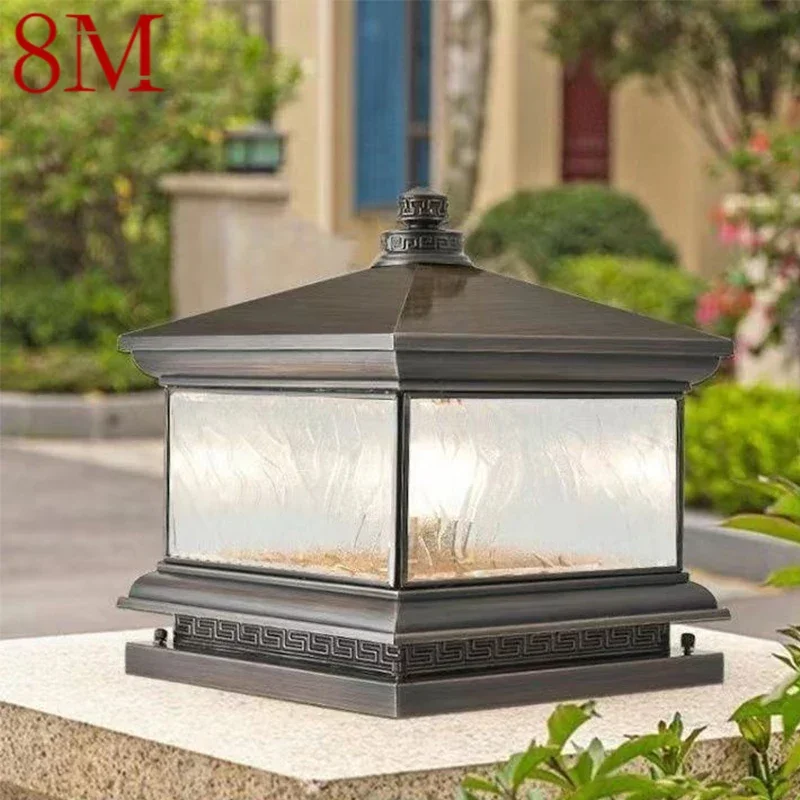 

8M Outdoor Electricity Post Lamp Vintage Creative Chinese Brass Pillar Light LED Waterproof IP65 for Home Villa Courtyard