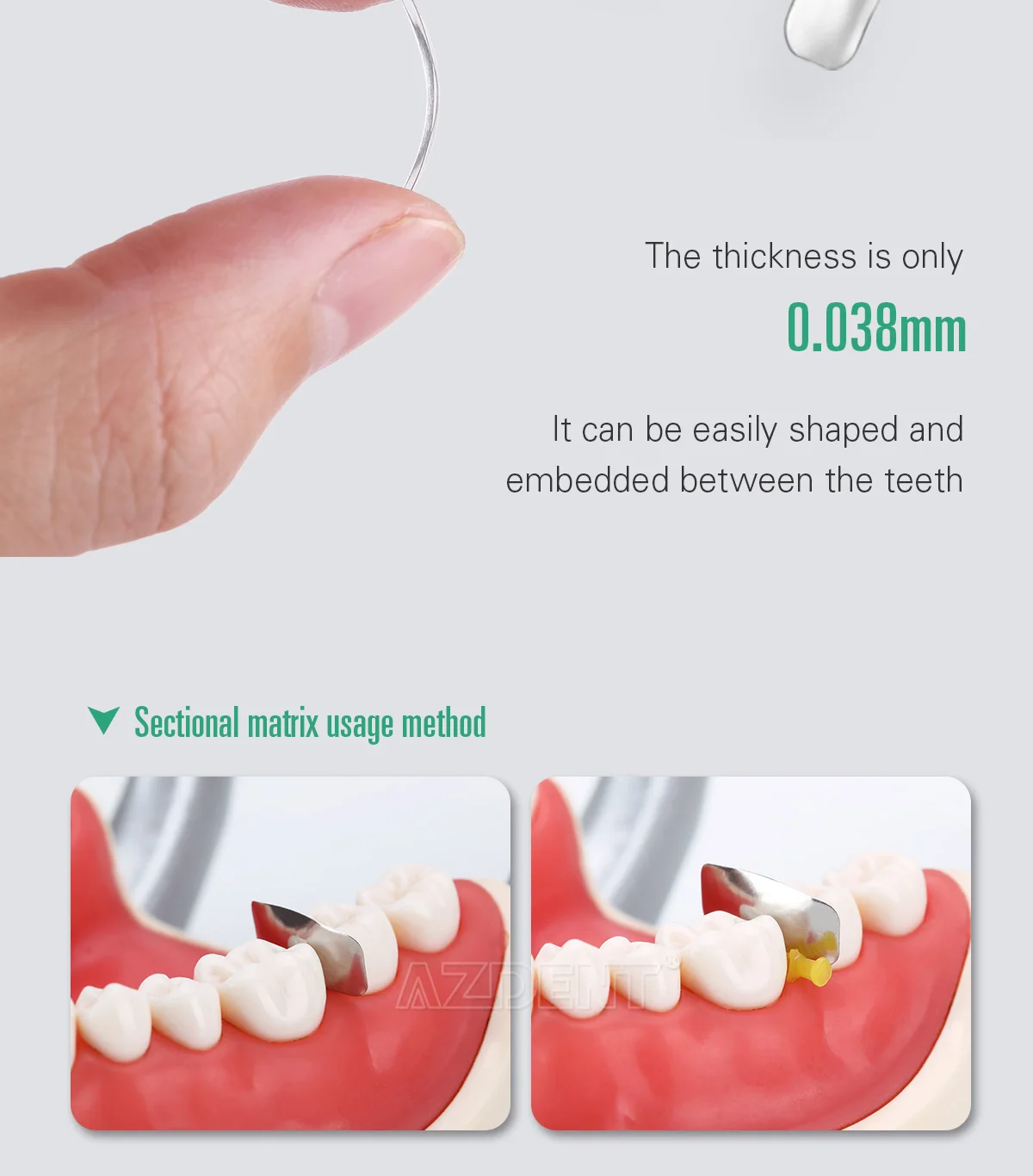 AZDENT 30 Stück Dental Schnittkonturierte Metallmatrizen Matrix Nachfüllung Dentallabor Zahnmedizin Materialwerkzeuge – Detail 4