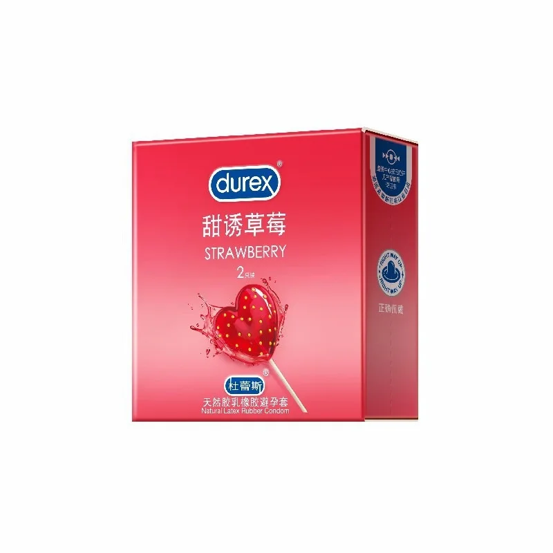 2pcs Durex Sweet Temptation Strawberry Flavor Condoms Ultra Thin Lubricated Adult Erotic Safety Condoms for Intimacy 18+