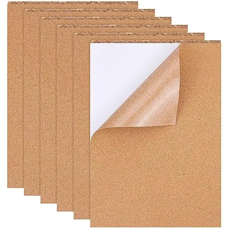 Self Adhesive Cork Sheets 8 Pack Self-Adhesive Cork Sheets 1mm Thick A4 Rectangle Insulation Cork Backing Sheets for Coaster, Wall Decoration, Halloween