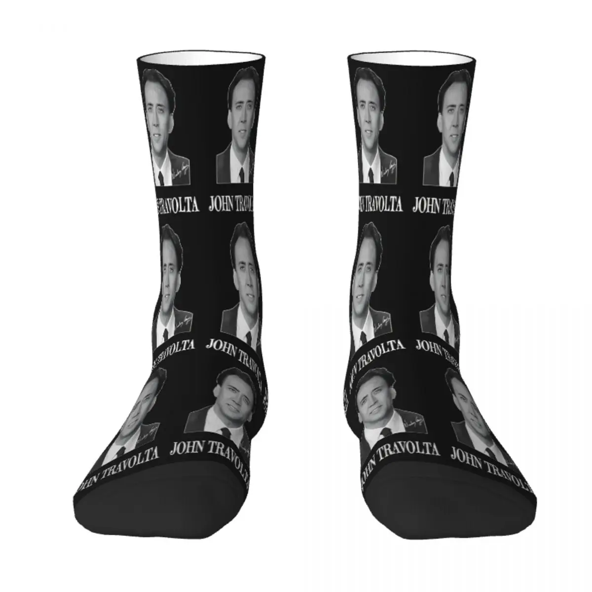 

John Travolta Nick Nic Nicolas Cage Meme Sock Socks Men Women Polyester Stockings Customizable Sweetshirt