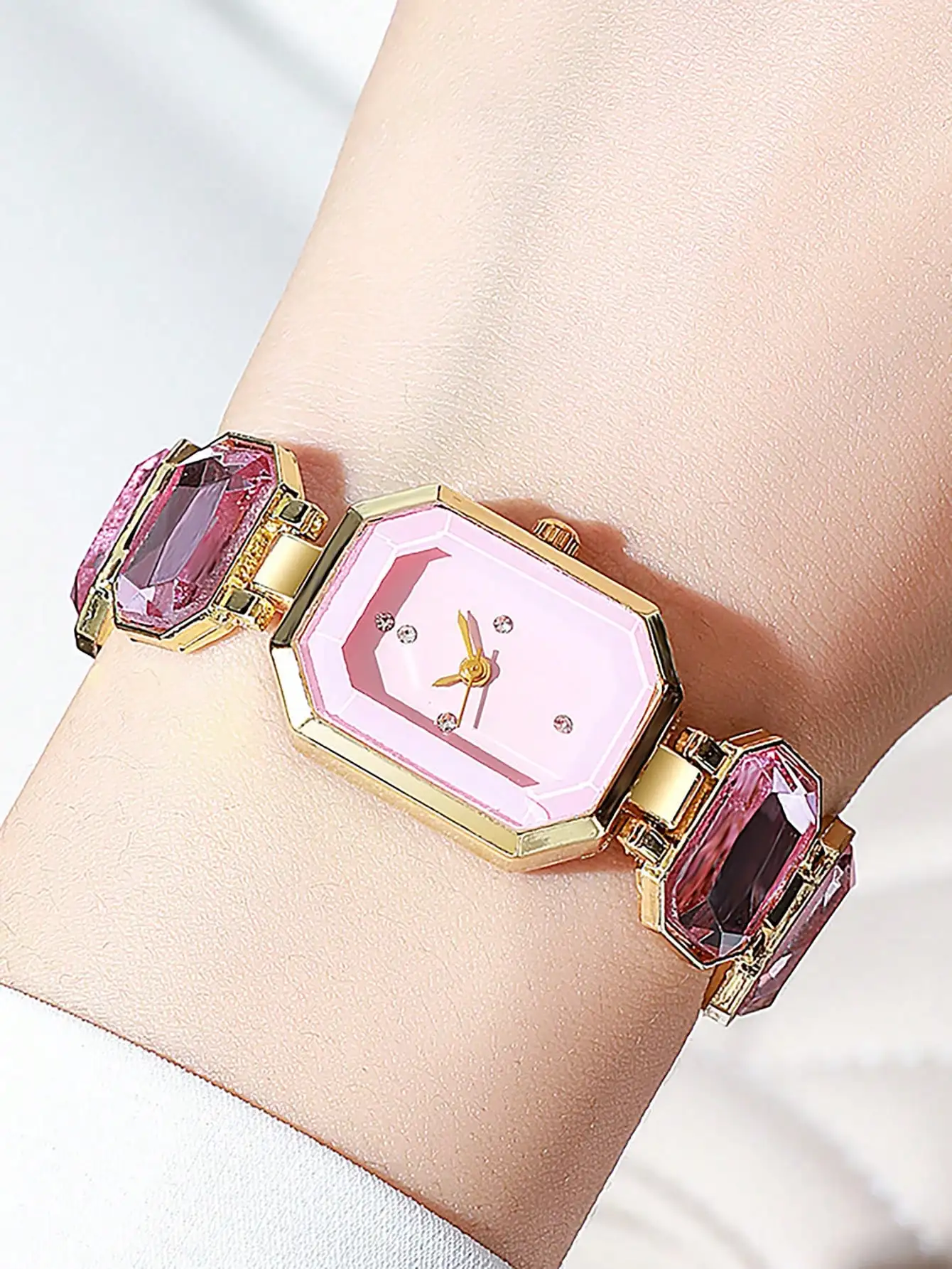No Brand Square Watch Steel Water Luxury Fashion Women