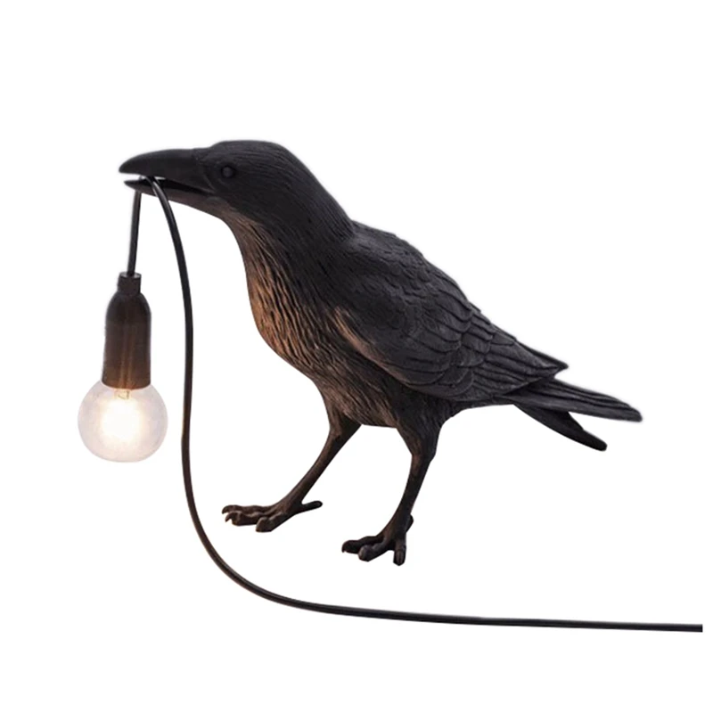 

US Plug, Crow Lamp- Raven Table Lamp With Bulb, Gothic Crow Light Raven Decor For Bedside Bedroom Living Room Decoration