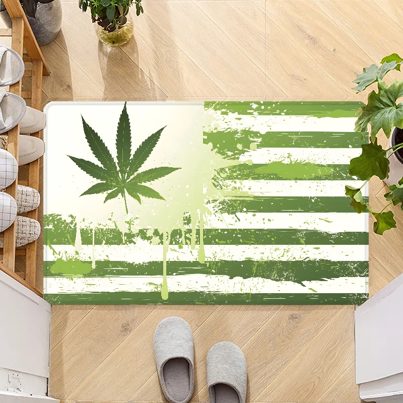 

Weed Leaf Door Mat Entrance Non-slip Doormat Washable Kitchen Carpet Hallway Rugs Bathroom Bath Door Mats