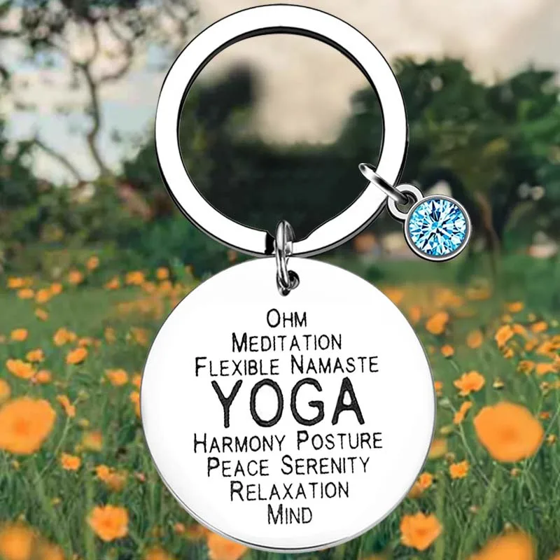 

Брелок для ключей для йоги, подарок для инструктора по йоге, с цветком лотоса, подвеска для медитации, йоги, позы, подарок дзен