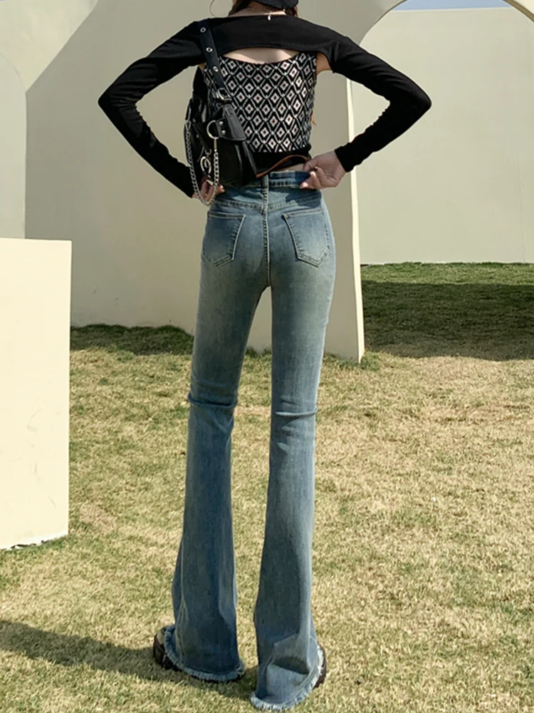 Yitimoky High Waist Fashion Denim Jeans for women Wide Legs Pants Spring 2022 full length Vintage blue Straight Ladies Mon Jeans armani jeans