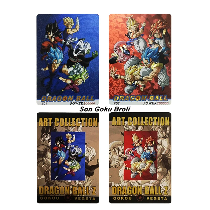 

DIY 2pcs/set Dragon Ball Anime collection card Board game card Son Goku Broli Bronzing Flash card Cartoon toys Christmas gift