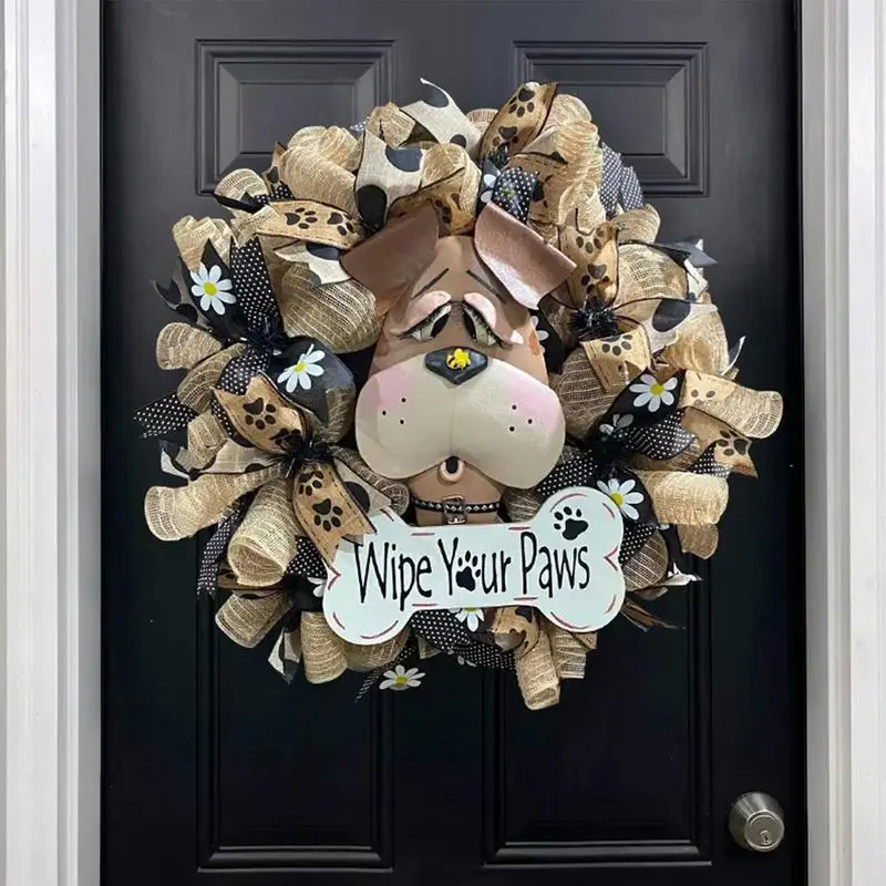 Puppy-Wreath-Garland-Dog-Head-Floral-Hoop-Christmas-Decor-Flower-DIY-Wedding-Car-Decoration-Home-Hanging.jpg Kiskutya Koszorú Garland Kutya Fej Virág Karika Karácsonyi Dekoráció Barkácsolás Esküvői Autó Otthon Lógó Mesterséges - Image 3