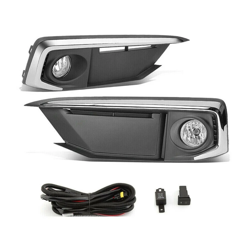 

For 2019-2020 Honda Civic Coupe/Sedan Front Bumper Fog Light Lamp Cover With Harness Switch Set