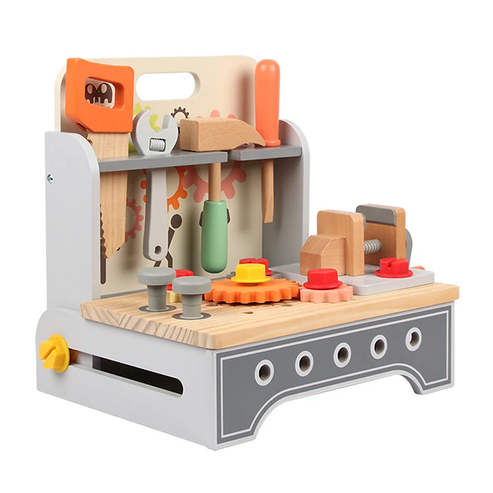 Wooden Tool Bench For Kids Wooden Tools Set STEM Pretend Play Construction Educational Toy Birthday Gifts For Boys Girls