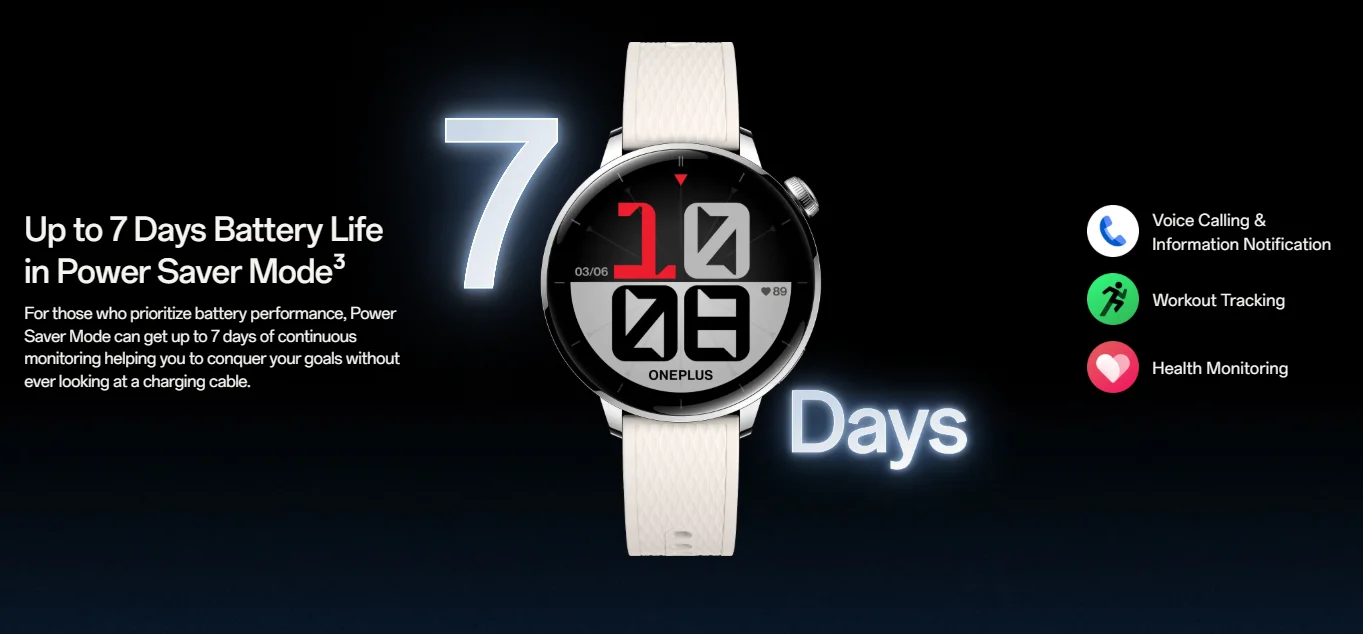 OnePlus Watch 3 43mm, 32GB Storage, WearOS, 60h Battery Life, Bluetooth, GPS Navigation, Round Face, 1.32-Inch Display 4