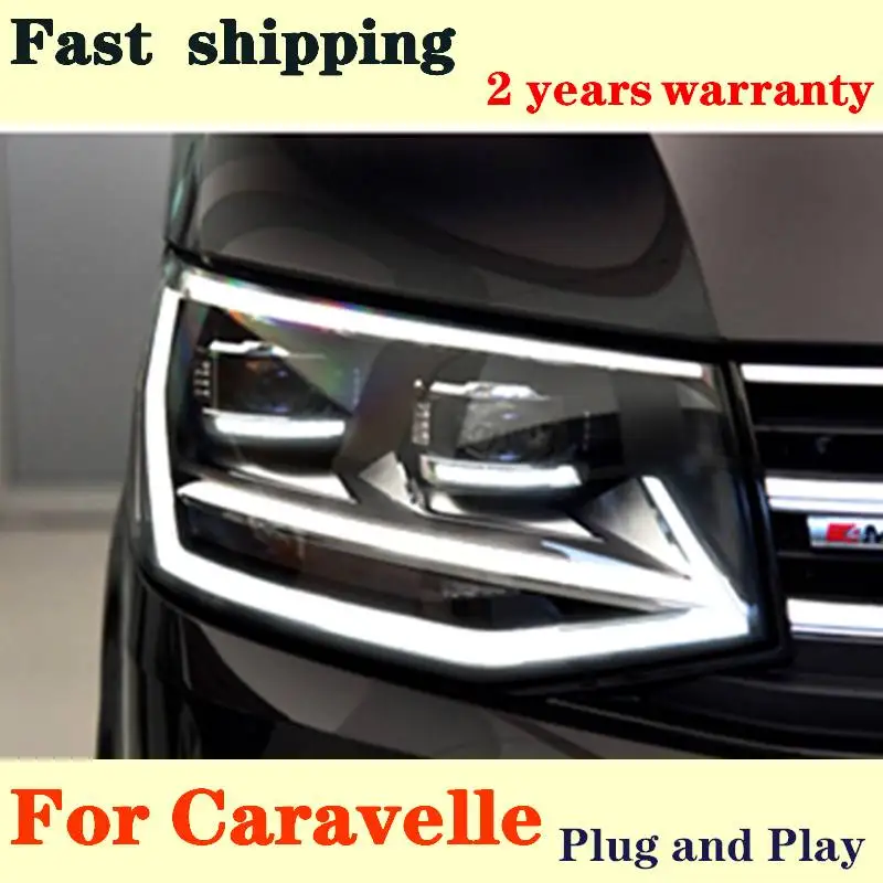 

Автостайлинг фары для VW Caravelle T5 T6 фары 2014-2019 светодиодный ные фары ДХО линзы двойной луч Биксеноновые HID аксессуары