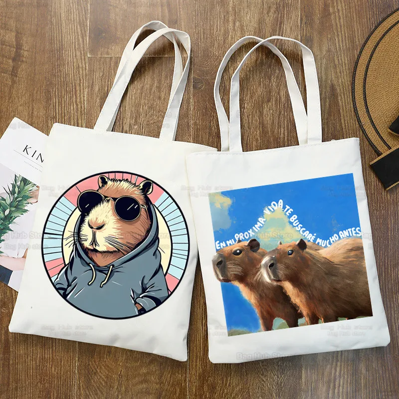

Cute Capybara Cartoon Kawaii Shopper Bag Print Canvas Tote Bag Handbags Women Bag Harajuku Shoulder Bags