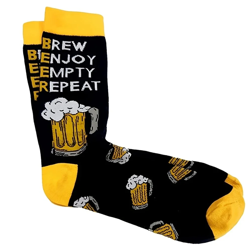 Beer Glass Sock 1 Pair Men's Socks Novel Creative Comfortable Breathable Beer Lovers Beer Accessories