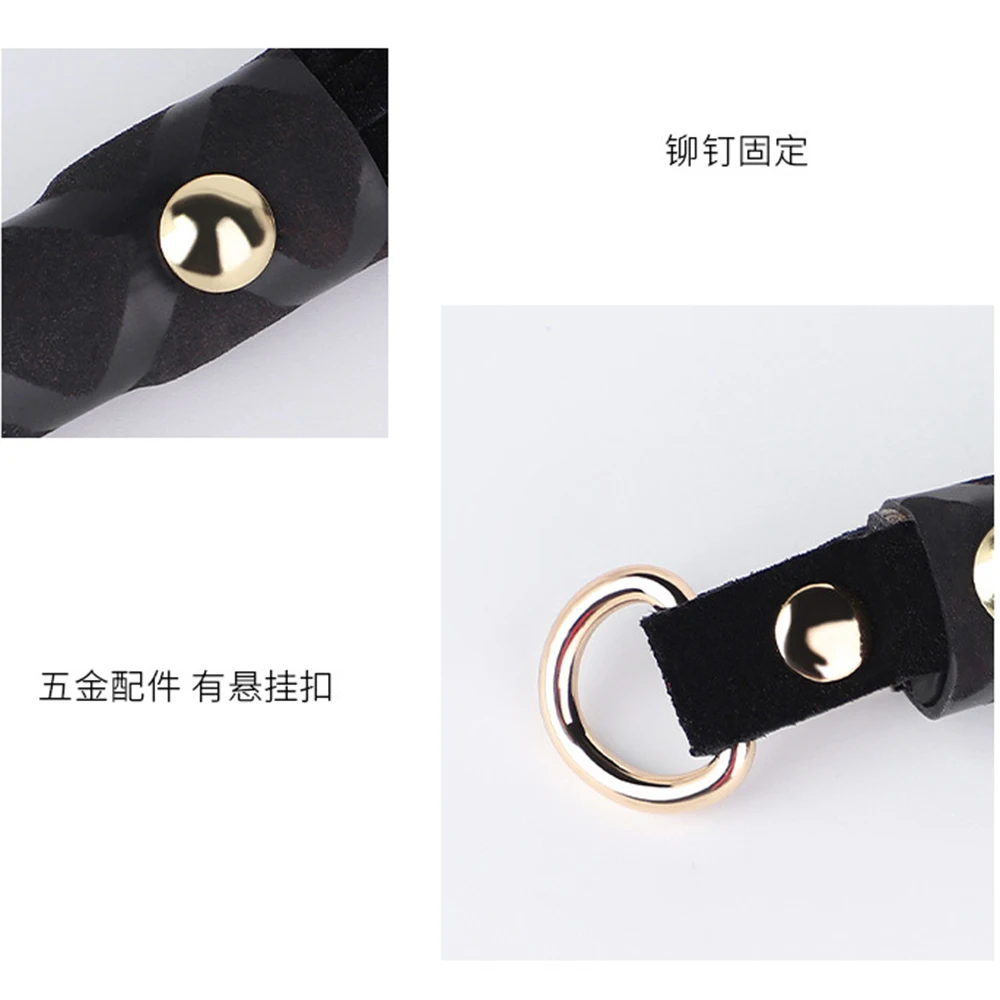 39CM Premium Genuine Leather Suede Flogger Horse Training Crop Whip Suede Leather Covered Handle 5