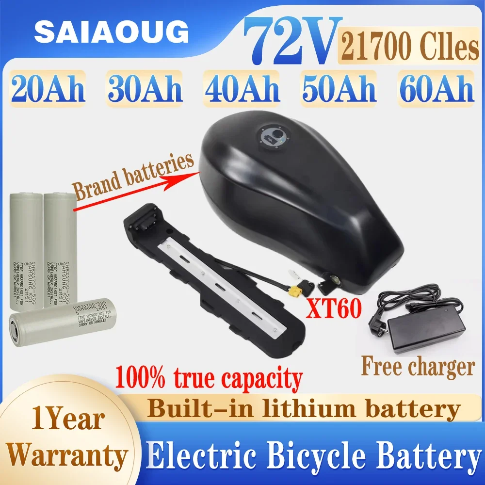 

72V SUPER73 20Ah 30Ah 40Ah 50Ah 60Ah Down Tube Battery for Bafang BBSHD 500W-3000W Motor Electric Bicycle with charger 50A BMS