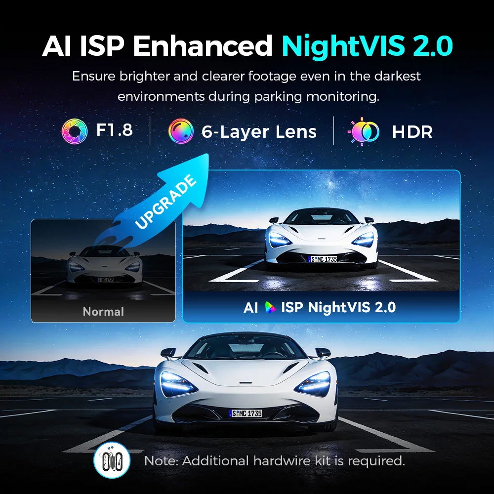 داش كام DDPAI N5 مزدوجة 4K HDR أمامي وخلفي مع WiFi...