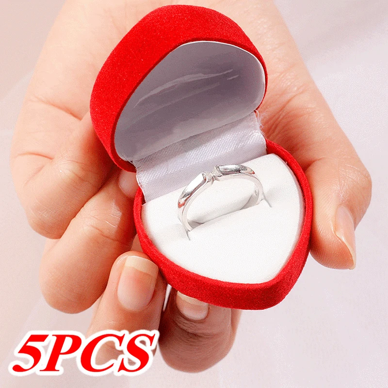

5/2/1PCS Red Heart Shaped Ring Box For Rings Display Box Jewelry Packaging