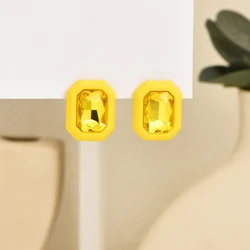 Exquisite Sparkly Glass Bridal Charm Stud Earrings - Trendy 2024 Edition (YELLOW)