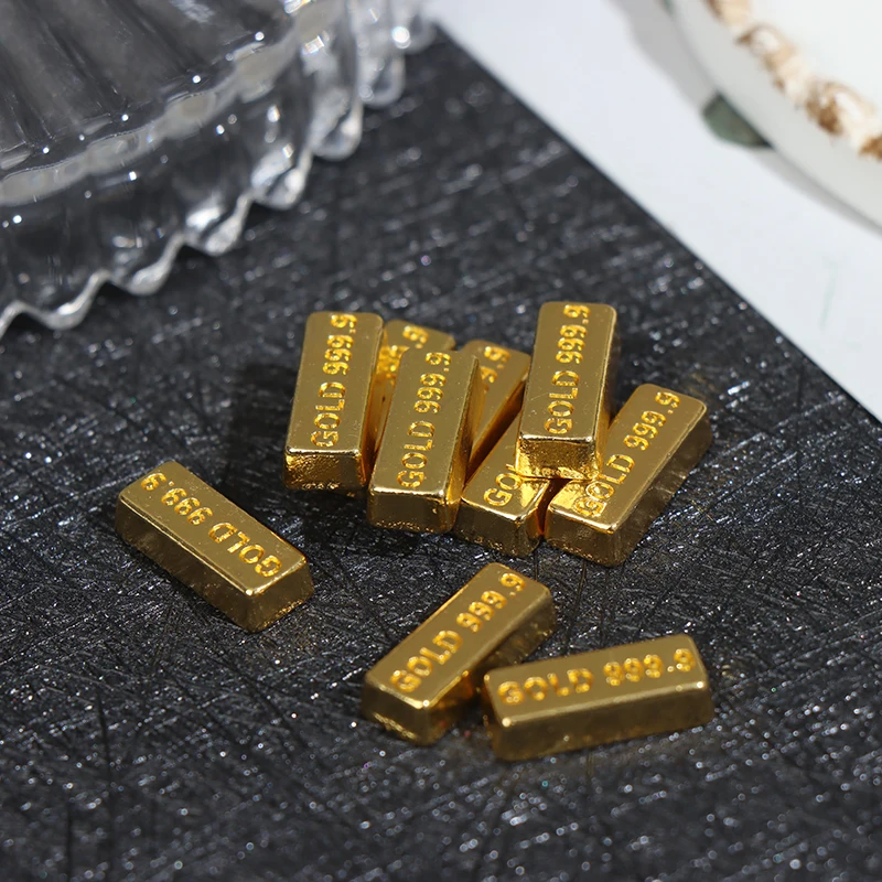 10pcs/set 1:12 Dollhouse Miniature Gold Bars Coin Model Doll House Decor Accessories Kids Pretend Play Toys 6