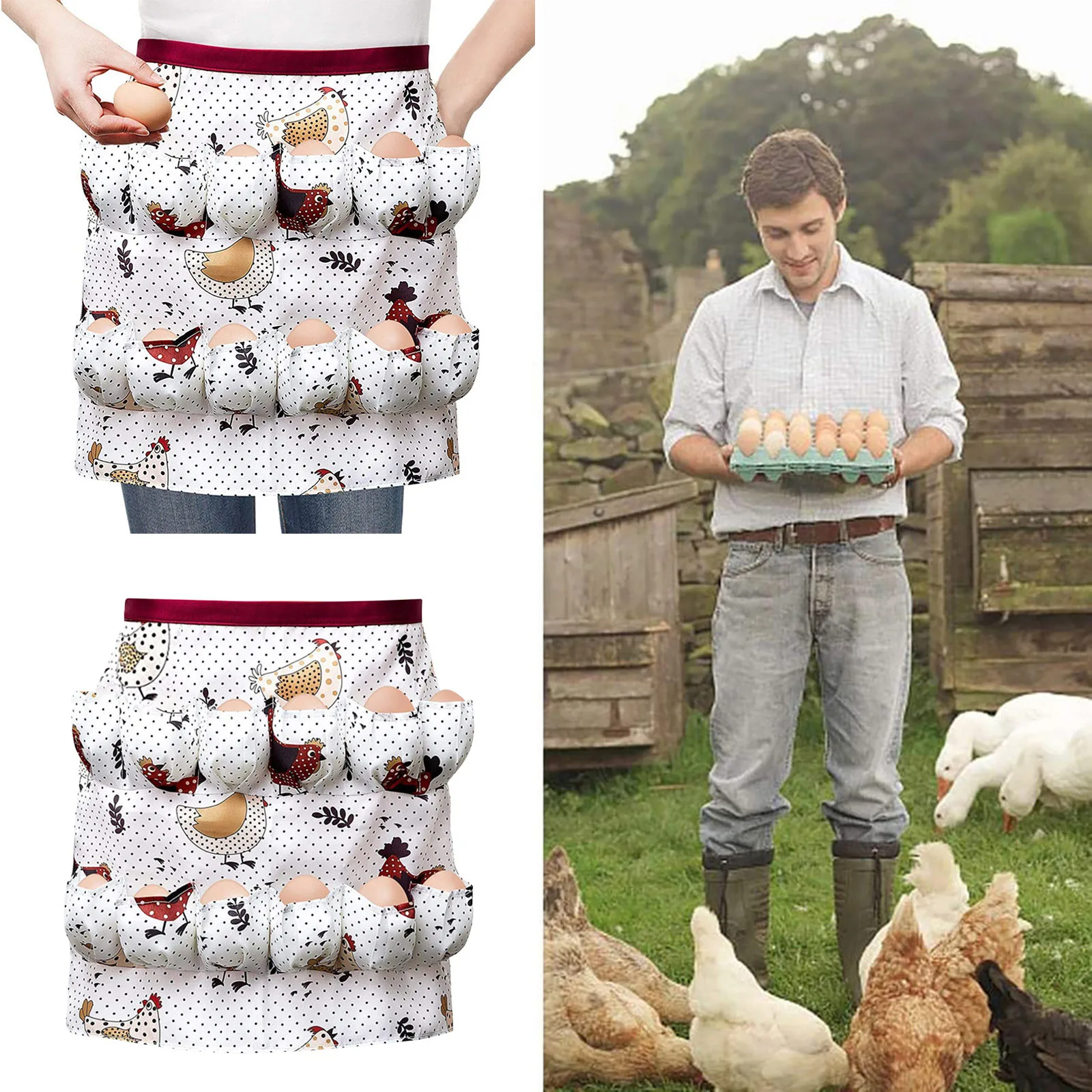 

Egg Apron Egg Collecting Apron With 12 Deep Pockets Gathering Holding Apron For Chicken Hen Duck Leather Aprons For Men Grilling