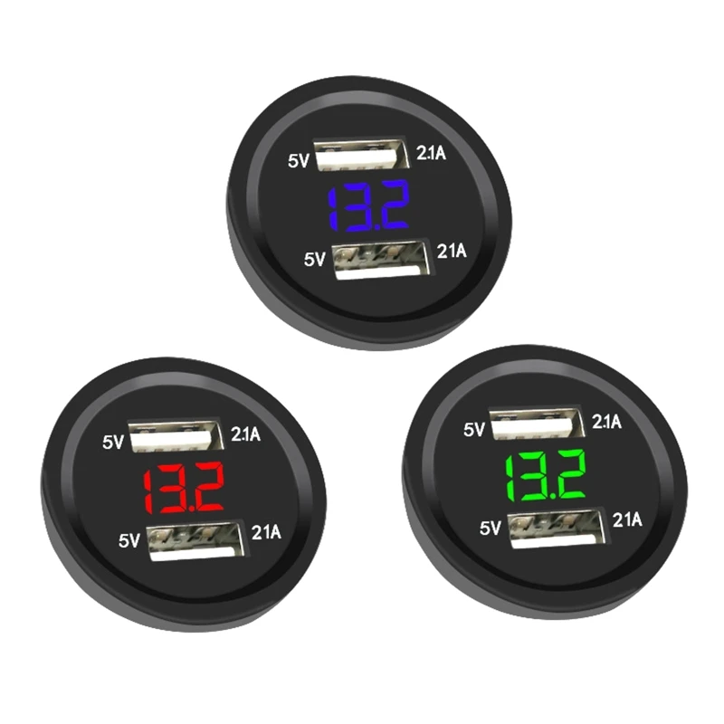 

Dual USB Car Socket 12-24V Voltmeter LED Car Accessories Power Adapter Dropship