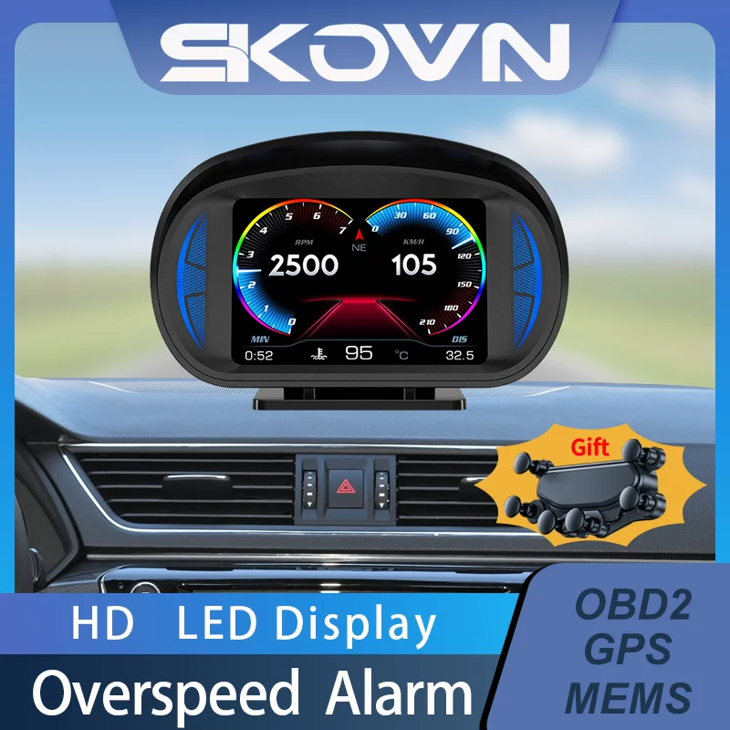 Newest Car HUD On board Computer Three IN One Gauge Head Up Display OBD2 GPS Speedometer