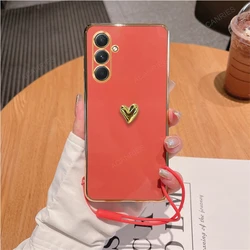 3D Gold Heart Plating Silicone Soft Phone Case - Elegant Protective Cover for A04 (GMAXSS Camellia Red)