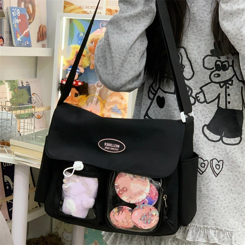 Nuove ragazze Harajuku dolce e carino borsa Ulzzang Ita borsa per bambole Y2K pendolarismo quotidiano borsa a tracolla a tracolla stile preppy casual - immagine 2
