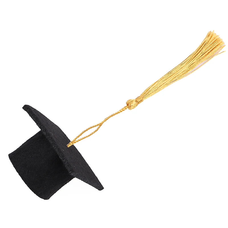 5/10 Stück Filz-Bachelor-Hut mit Quasten für Abschlussfeier, DIY-Dekoration, Weinflaschen-Topper, Absolvent, Mini-Kappe, Süßigkeiten-Geschenkboxen – Detail 8