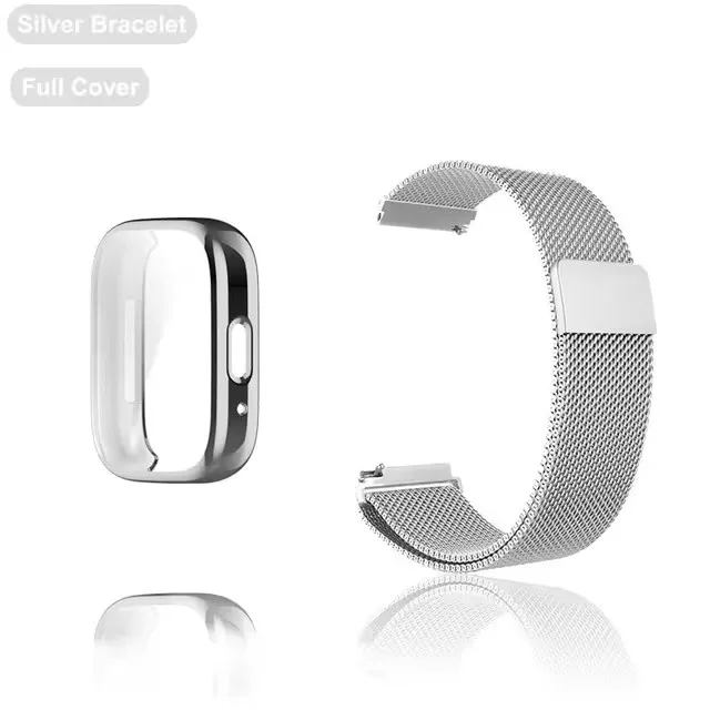 Metal Strap with Case and Screen Protector - Magnetic Loop Watchband Bracelet