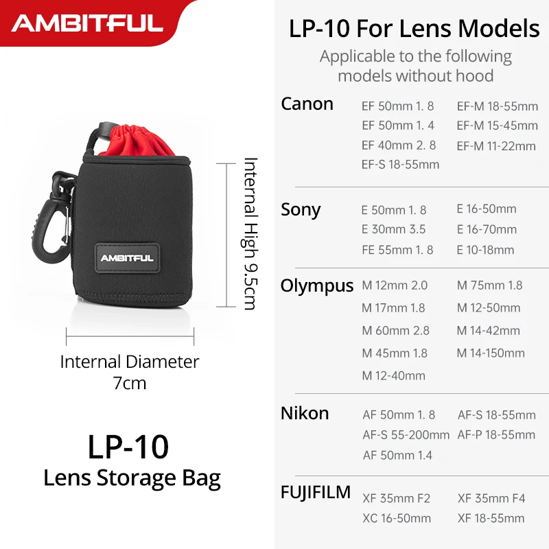 YENI AMBITFUL Kamera Lens Çantası İpli Çanta S M L XL Boyutu Canon Sony Nikon DSLR Kamera Lens Varil Kılıfı Kanca ile