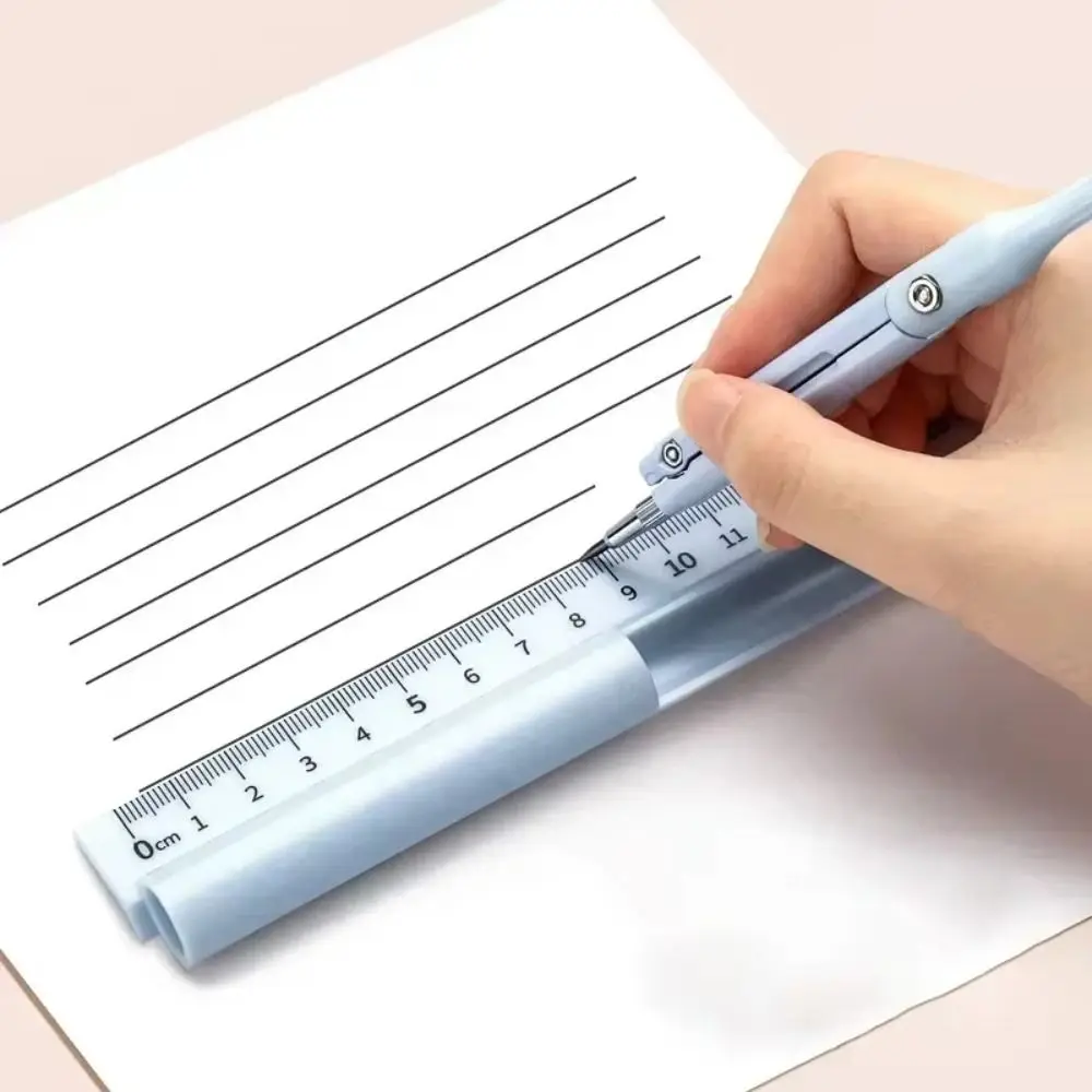 3-in-1 컴퍼스 펜, 이중 목적 기하학 드로잉 자, 다기능 학생 시험용 컴퍼스 자 세트, 미술용