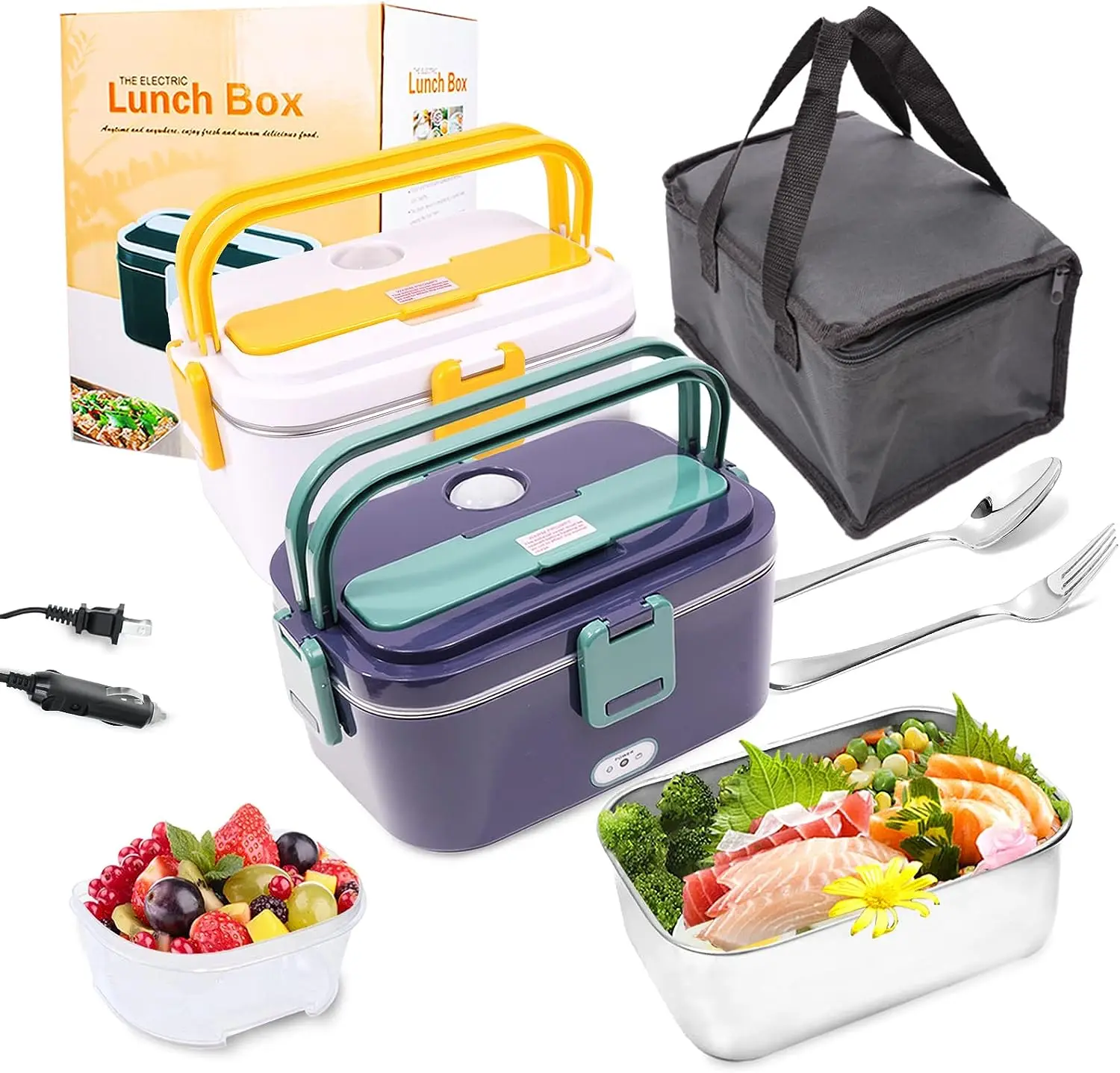 

Eleckfun Electric Lunch Box Food Heater Portable Heated Lunch Box for Adult Heatable Food Warmer for Work Car Truck Home 1.8L 60