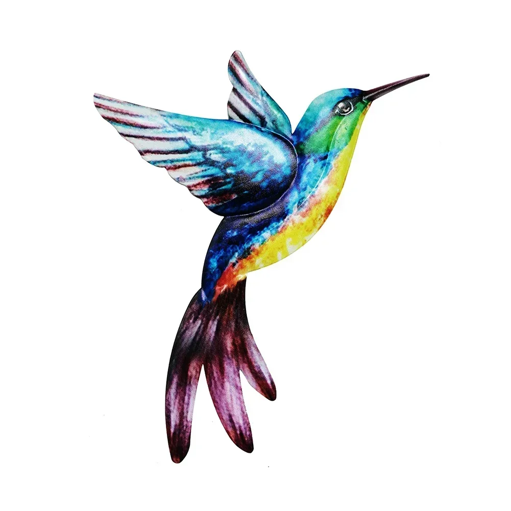 Metal Bird Wall Art Sculpture Outdoor Hanging Ornament Big Hummingbird Pendant For Garden Wall Home Decoration