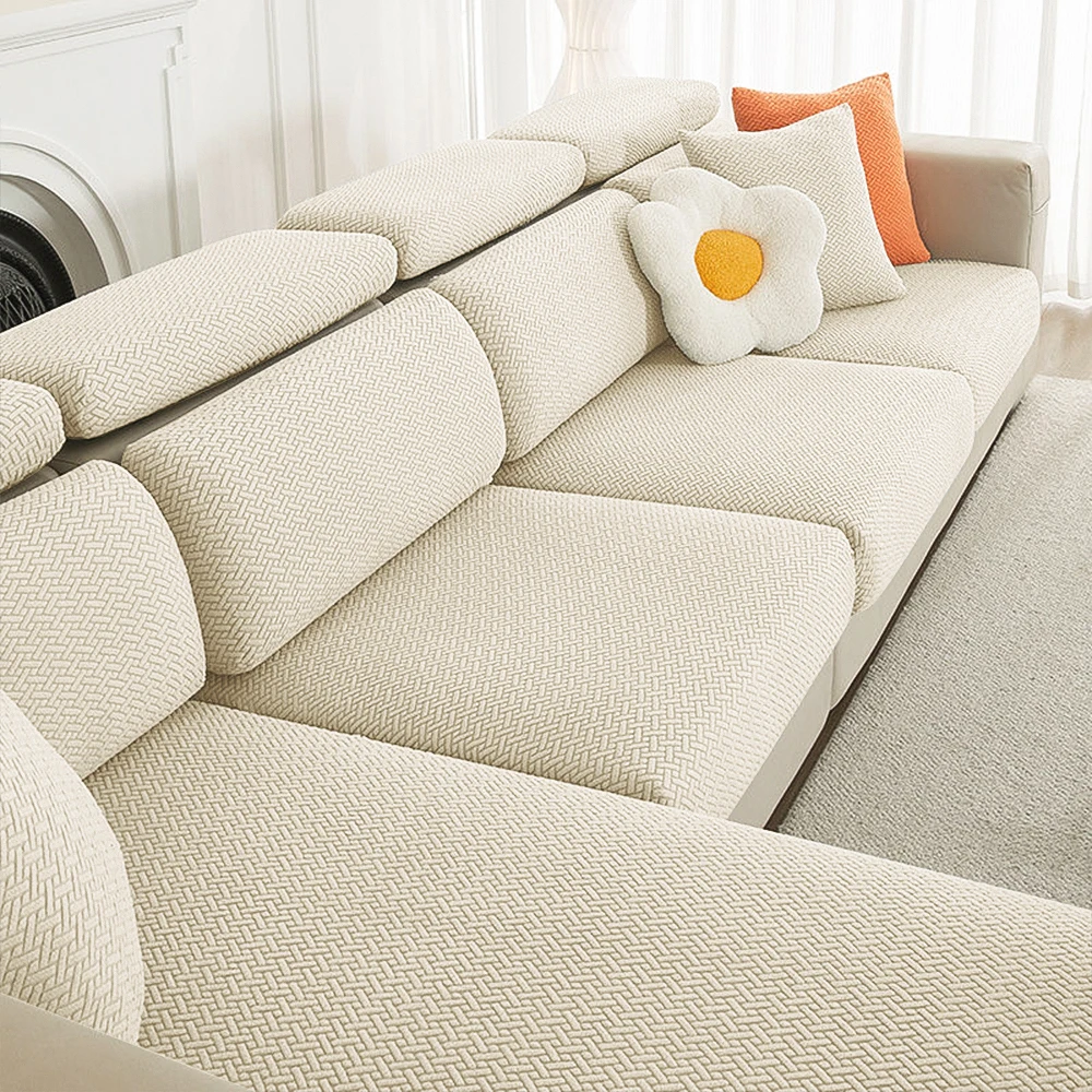 Jacquard Plain Sofa Cover Stretch Fabric Sofa Seat Cover Living Room Removable Spandex Seat Case Chaise Lounge Home Pets 6