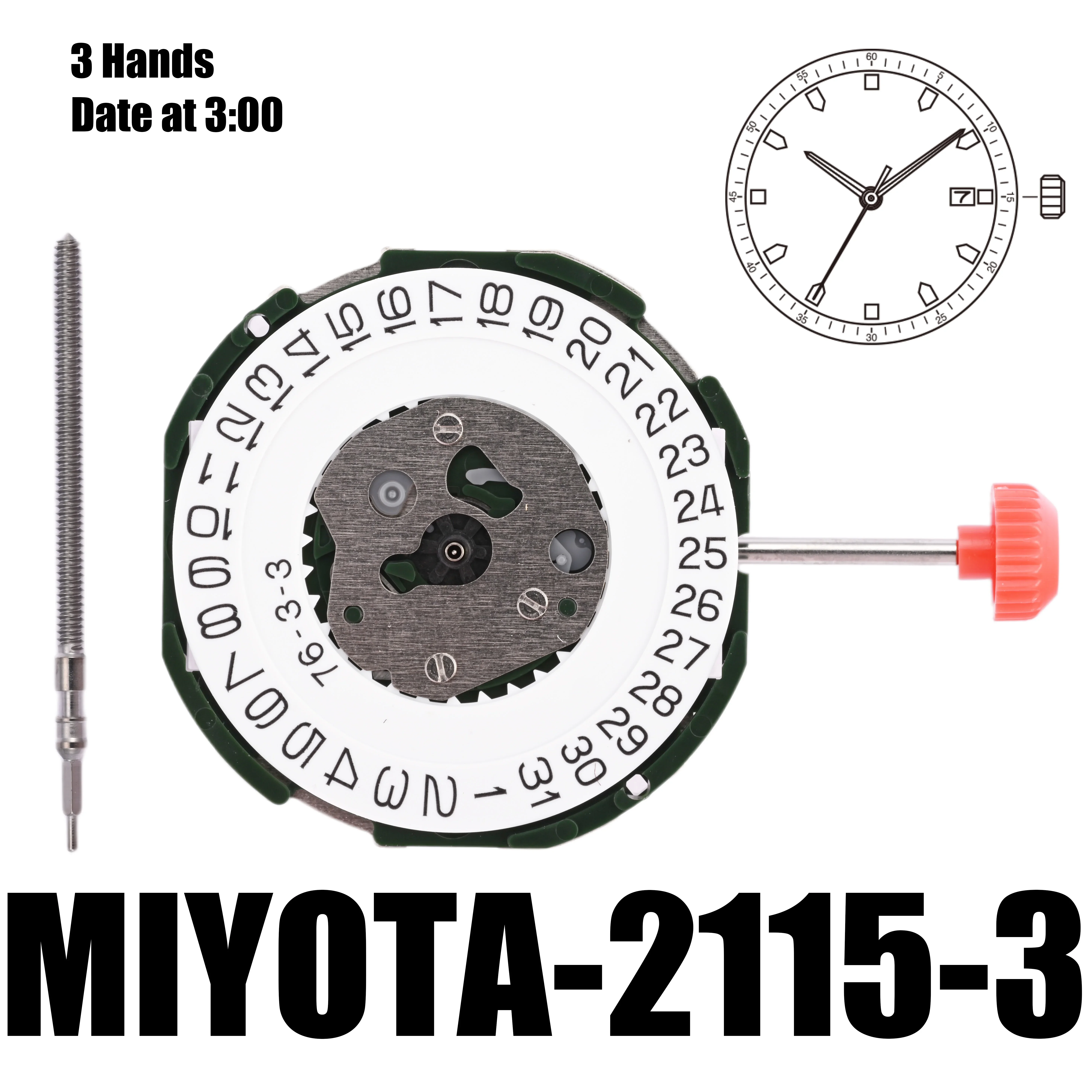 Quartz Watch Movement Miyota 2115 Japona 2115-3 With Date Display Calendar Japan Watch Parts Repair Accessories