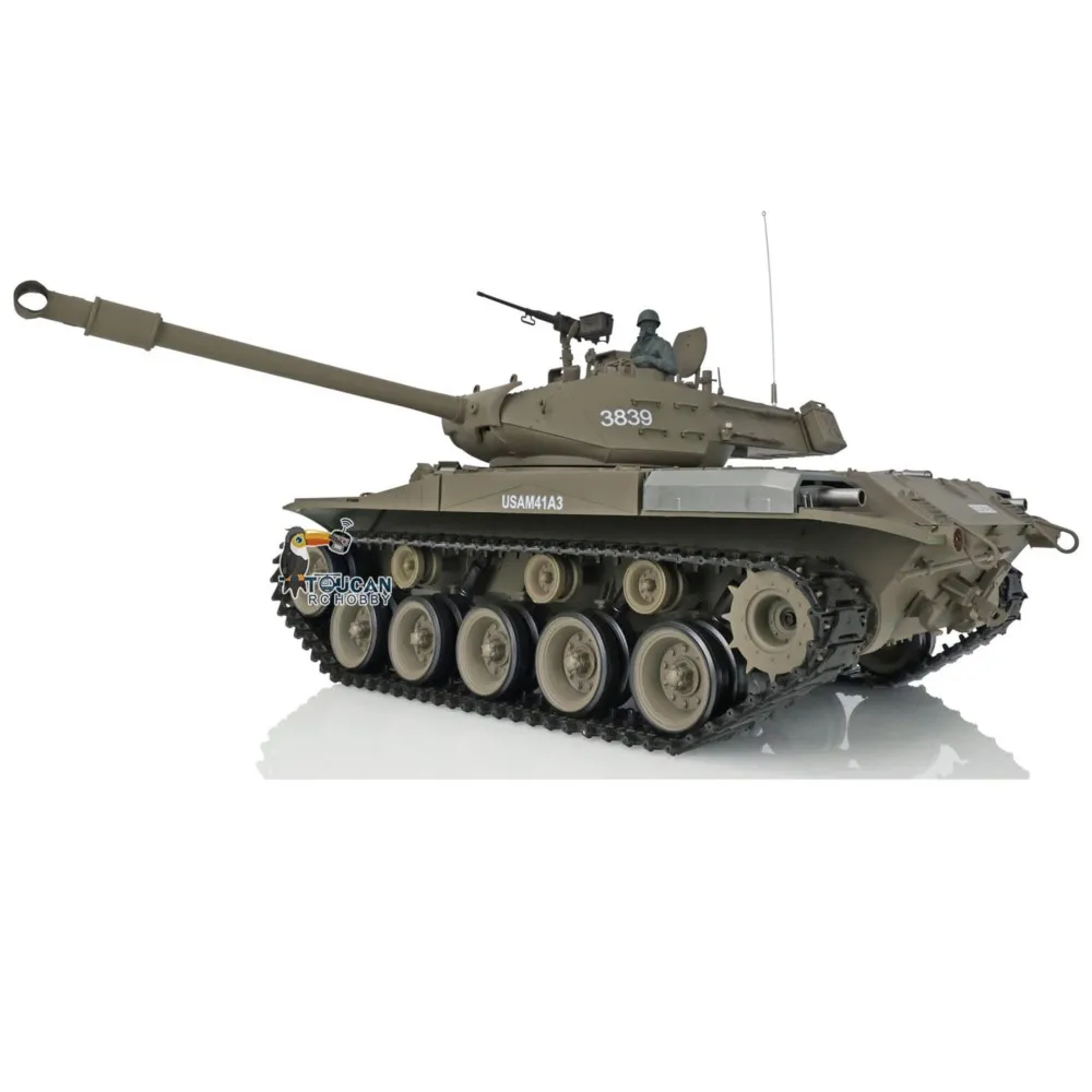 Gros plan sur la tourelle du Char HengLong RC Tigre I 1/16 – Tank robot télécommandé avec son et fumée, avec le canon pointé vers l'avant.