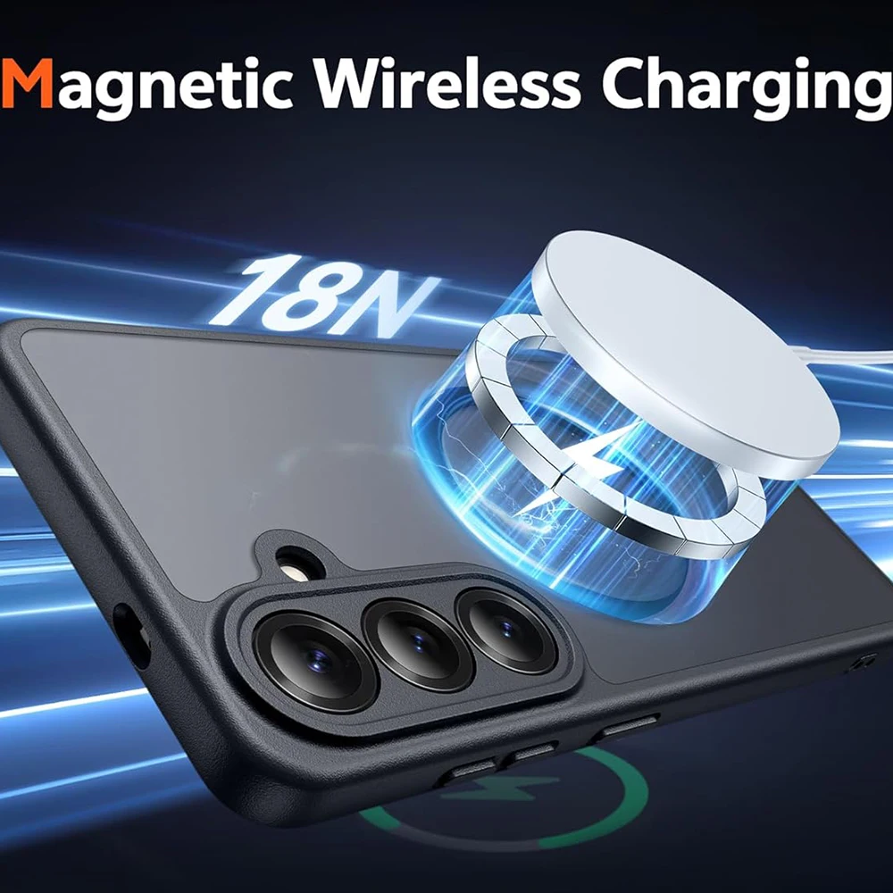 Magnetic Translucent Shockproof Phone Case - Matte Finish