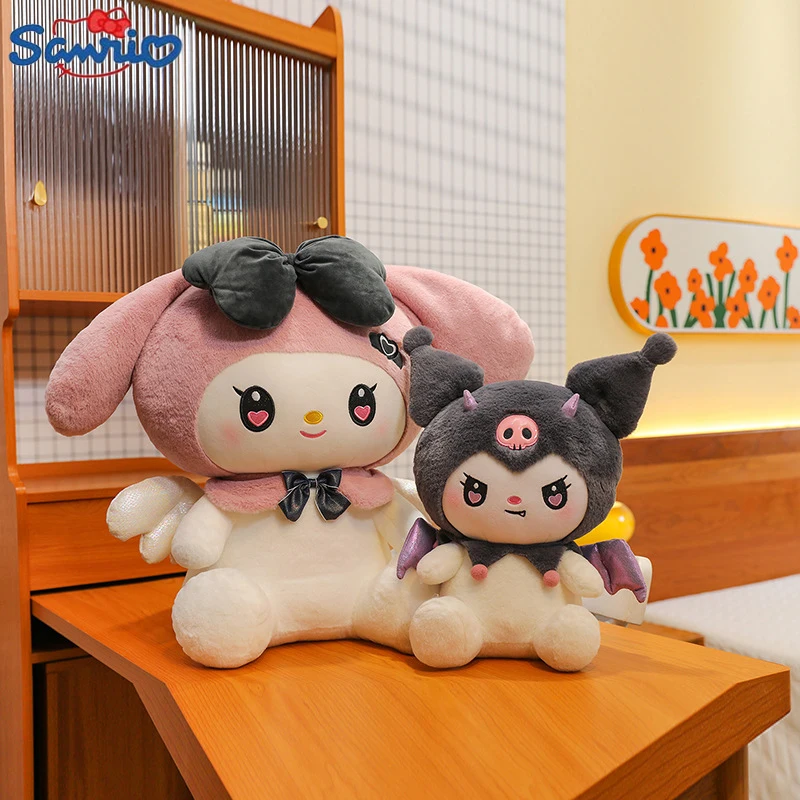 

Новинка Sanrio 40/50/60 см, кукла-демон Kuromi, ангел, моя мелодия, плюшевая игрушка, Диабло, Готическая Подушка, кукла, декоративная кукла, подарок на день ребенка.