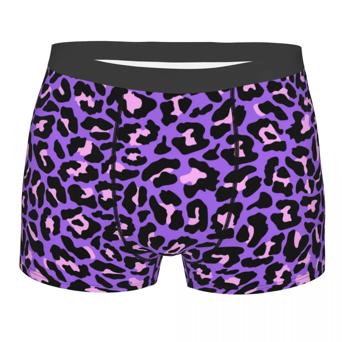 

Men Neon Purple Pink Leopard Print Underwear Exotic Animals Funny Boxer Briefs Shorts Panties Male Breathable Underpants S-XXL
