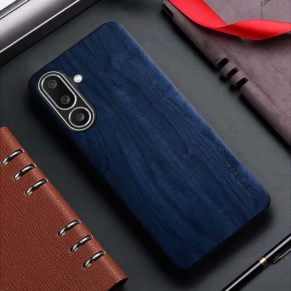 Bamboo Wood Leather Back Phone Case with Stylish Pattern